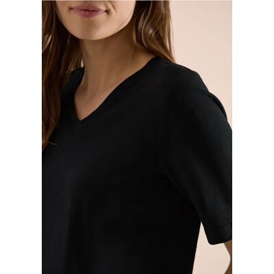 cecil Basic T-Shirt mit Kurzarm und V-Neck - Schwarz - Damen - Size: M XXL XL L cecil Basic T-Shirt mit Kurzarm und V-Neck - Schwarz - Damen - Size: M XXL XL L