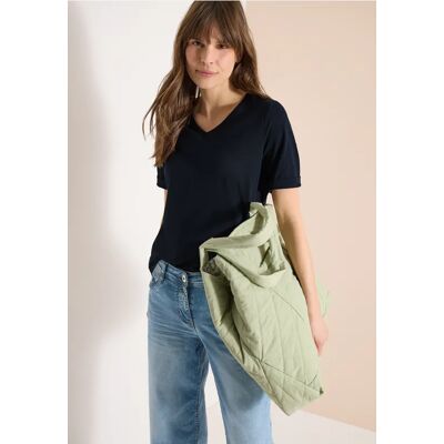 cecil Basic T-Shirt mit Kurzarm und V-Neck - Blau - Damen - Size: XS M L S XXL XL cecil Basic T-Shirt mit Kurzarm und V-Neck - Blau - Damen - Size: XS M L S XXL XL