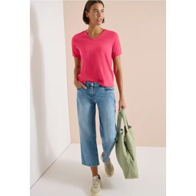 cecil Basic T-Shirt mit Kurzarm und V-Neck - Rot - Damen - Size: M L XL XXL 3XL XS cecil Basic T-Shirt mit Kurzarm und V-Neck - Rot - Damen - Size: M L XL XXL 3XL XS