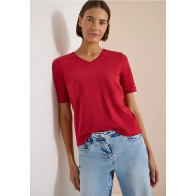 cecil Basic T-Shirt mit Kurzarm und V-Neck - Rot - Damen - Size: L M XXL S XL 3XL cecil Basic T-Shirt mit Kurzarm und V-Neck - Rot - Damen - Size: L M XXL S XL 3XL