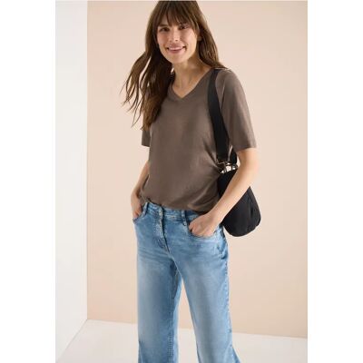 cecil Basic T-Shirt mit Kurzarm und V-Neck - Beige - Damen - Size: S XL L XXL cecil Basic T-Shirt mit Kurzarm und V-Neck - Beige - Damen - Size: S XL L XXL