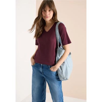 cecil Basic T-Shirt mit Kurzarm und V-Neck - Rot - Damen - Size: XXL S XL L cecil Basic T-Shirt mit Kurzarm und V-Neck - Rot - Damen - Size: XXL S XL L