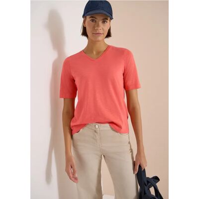 cecil Basic T-Shirt mit Kurzarm und V-Neck - Orange - Damen - Size: S XL 3XL XS XXL L cecil Basic T-Shirt mit Kurzarm und V-Neck - Orange - Damen - Size: S XL 3XL XS XXL L
