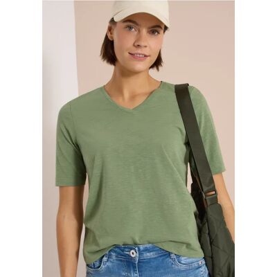 cecil Basic T-Shirt mit Kurzarm und V-Neck - Grün - Damen - Size: L XXL M XL 3XL S XS cecil Basic T-Shirt mit Kurzarm und V-Neck - Grün - Damen - Size: L XXL M XL 3XL S XS