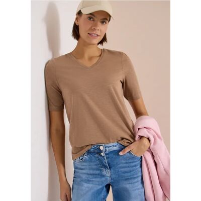 cecil Basic T-Shirt mit Kurzarm und V-Neck - Braun - Damen - Size: XS L XL M 3XL S XXL cecil Basic T-Shirt mit Kurzarm und V-Neck - Braun - Damen - Size: XS L XL M 3XL S XXL
