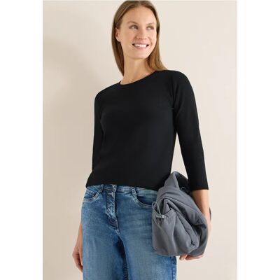 cecil Rippsthirt in Unifarbe - Schwarz - Damen - Size: 3XL XXL L XS M S XL cecil Rippsthirt in Unifarbe - Schwarz - Damen - Size: 3XL XXL L XS M S XL