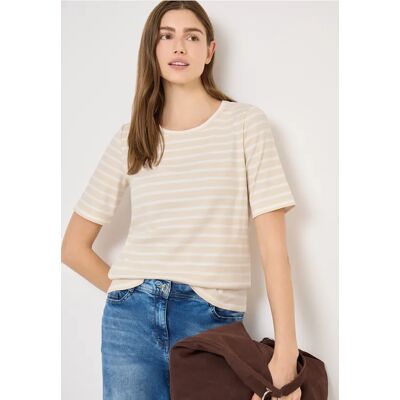 cecil T-Shirt mit Rundhals und Streifen - Beige - Damen - Size: M XL XS L S XXL cecil T-Shirt mit Rundhals und Streifen - Beige - Damen - Size: M XL XS L S XXL