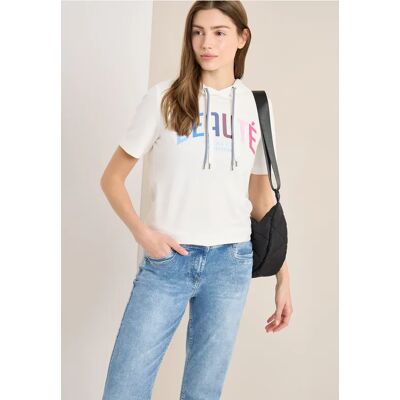 cecil Kurzarm T-Shirt mit Kapuze und Print - Weiß - Damen - Size: XXL XS XL M L S cecil Kurzarm T-Shirt mit Kapuze und Print - Weiß - Damen - Size: XXL XS XL M L S