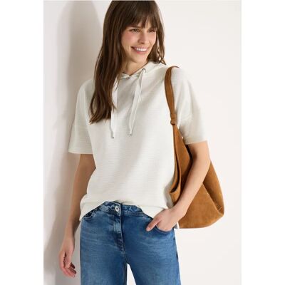 cecil T-Shirt mit Kapuze und Struktur - Weiß - Damen - Size: M XXL XL S L cecil T-Shirt mit Kapuze und Struktur - Weiß - Damen - Size: M XXL XL S L