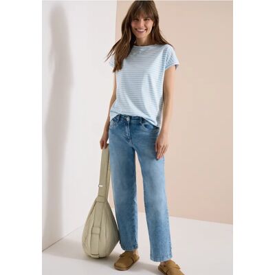 cecil Kurzarm T-Shirt mit elastischem Saum - Blau - Damen - Size: S XS XXL M XL L cecil Kurzarm T-Shirt mit elastischem Saum - Blau - Damen - Size: S XS XXL M XL L