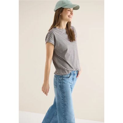 cecil Kurzarm T-Shirt mit elastischem Saum - Braun - Damen - Size: M L XL XXL cecil Kurzarm T-Shirt mit elastischem Saum - Braun - Damen - Size: M L XL XXL
