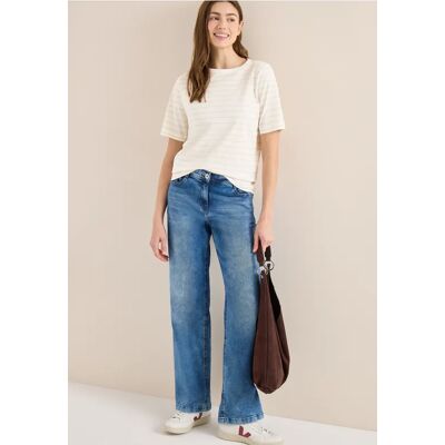 cecil T-Shirt mit Boatneck und Streifen - Weiß - Damen - Size: XS S M L XXL XL cecil T-Shirt mit Boatneck und Streifen - Weiß - Damen - Size: XS S M L XXL XL