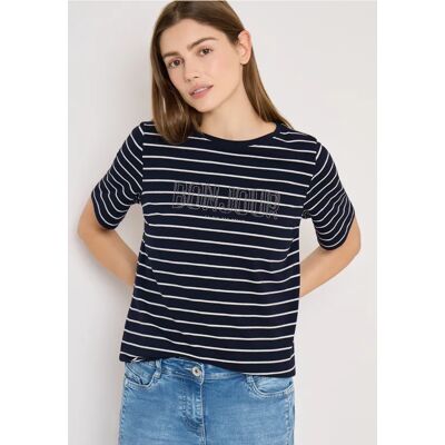 cecil T-Shirt mit Schmuckstein Wording - Blau - Damen - Size: M S L XS XL cecil T-Shirt mit Schmuckstein Wording - Blau - Damen - Size: M S L XS XL
