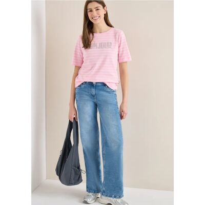 cecil T-Shirt mit Schmuckstein Wording - Rosa - Damen - Size: S L XS XL cecil T-Shirt mit Schmuckstein Wording - Rosa - Damen - Size: S L XS XL