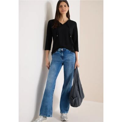 cecil 3/4-Arm Shirt mit Split Neck - Schwarz - Damen - Size: M XXL S XL L cecil 3/4-Arm Shirt mit Split Neck - Schwarz - Damen - Size: M XXL S XL L