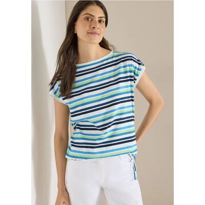 cecil T-Shirt mit Rundhals und Raffung - Blau - Damen - Size: S M XL XS L cecil T-Shirt mit Rundhals und Raffung - Blau - Damen - Size: S M XL XS L