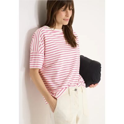 cecil T-Shirt mit Boatneck und Streifen - Pink - Damen - Size: XXL XL M L cecil T-Shirt mit Boatneck und Streifen - Pink - Damen - Size: XXL XL M L