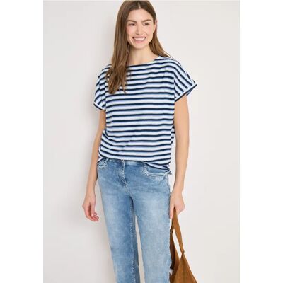 cecil T-Shirt mit Streifen und Struktur - Blau - Damen - Size: XXL XL L S M XS cecil T-Shirt mit Streifen und Struktur - Blau - Damen - Size: XXL XL L S M XS