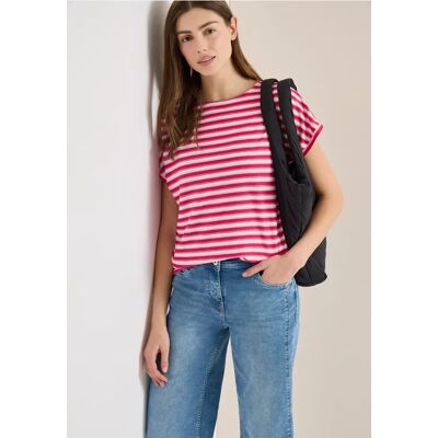 cecil T-Shirt mit Streifen und Struktur - Pink - Damen - Size: XL XS L M XXL S cecil T-Shirt mit Streifen und Struktur - Pink - Damen - Size: XL XS L M XXL S