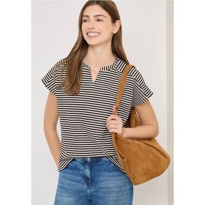 cecil T-Shirt mit Split Neck und Struktur - Braun - Damen - Size: S L XS XXL XL M cecil T-Shirt mit Split Neck und Struktur - Braun - Damen - Size: S L XS XXL XL M