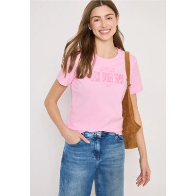 cecil Basic T-Shirt mit Rundhals und Print - Rosa - Damen - Size: XXL L XL cecil Basic T-Shirt mit Rundhals und Print - Rosa - Damen - Size: XXL L XL
