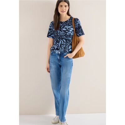 cecil Kurzarm T-Shirt mit Patchwork Print - Blau - Damen - Size: M XS XL XXL S L cecil Kurzarm T-Shirt mit Patchwork Print - Blau - Damen - Size: M XS XL XXL S L