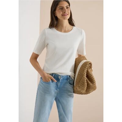 cecil Basic T-Shirt in Rippstruktur - Weiß - Damen - Size: XL S XXL XS M L 3XL cecil Basic T-Shirt in Rippstruktur - Weiß - Damen - Size: XL S XXL XS M L 3XL