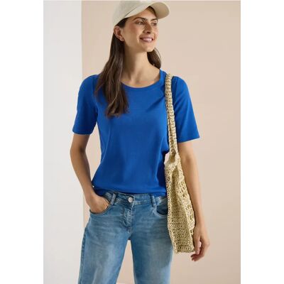 cecil Basic T-Shirt in Rippstruktur - Blau - Damen - Size: 3XL L M XS XL XXL S cecil Basic T-Shirt in Rippstruktur - Blau - Damen - Size: 3XL L M XS XL XXL S
