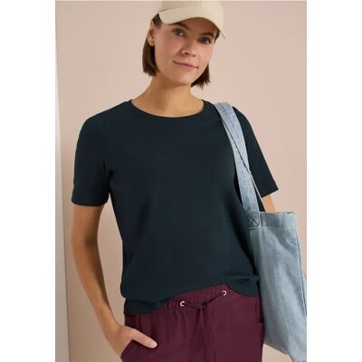cecil Basic T-Shirt in Rippstruktur - Blau - Damen - Size: XXL XS S XL M L cecil Basic T-Shirt in Rippstruktur - Blau - Damen - Size: XXL XS S XL M L