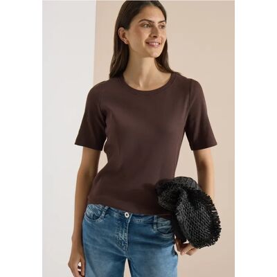 cecil Basic T-Shirt in Rippstruktur - Braun - Damen - Size: L XS XXL M S 3XL XL cecil Basic T-Shirt in Rippstruktur - Braun - Damen - Size: L XS XXL M S 3XL XL