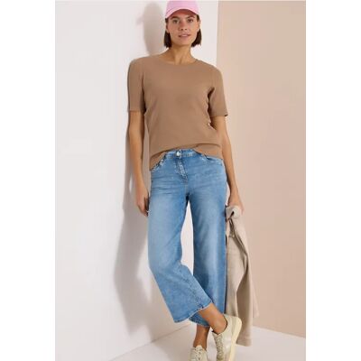 cecil Basic T-Shirt in Rippstruktur - Braun - Damen - Size: XXL S L XL XS M 3XL cecil Basic T-Shirt in Rippstruktur - Braun - Damen - Size: XXL S L XL XS M 3XL