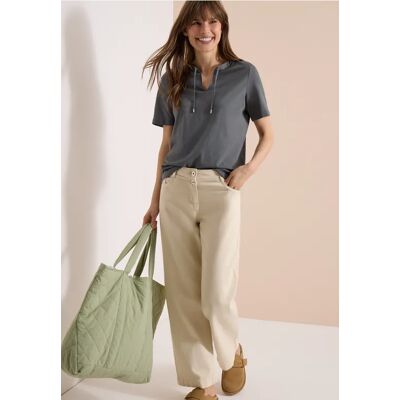cecil Kurzarm Shirt mit Split Neck - Grau - Damen - Size: XXL XL 3XL XS S L M cecil Kurzarm Shirt mit Split Neck - Grau - Damen - Size: XXL XL 3XL XS S L M