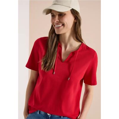 cecil Kurzarm Shirt mit Split Neck - Rot - Damen - Size: XXL XL S M L XS cecil Kurzarm Shirt mit Split Neck - Rot - Damen - Size: XXL XL S M L XS