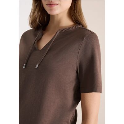 cecil Kurzarm Shirt mit Split Neck - Beige - Damen - Size: XS S XXL L 3XL XL M cecil Kurzarm Shirt mit Split Neck - Beige - Damen - Size: XS S XXL L 3XL XL M