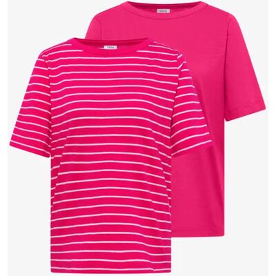 cecil T-Shirts mit Streifen im 2er-Pack - Pink Multicolour Weiß - Damen - Size: L S XXL M XL XS cecil T-Shirts mit Streifen im 2er-Pack - Pink Multicolour Weiß - Damen - Size: L S XXL M XL XS