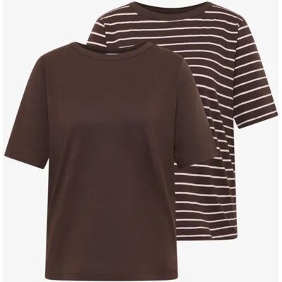 cecil T-Shirts mit Streifen im 2er-Pack - Multicolour Braun Rosa - Damen - Size: XS S XL M XXL L cecil T-Shirts mit Streifen im 2er-Pack - Multicolour Braun Rosa - Damen - Size: XS S XL M XXL L