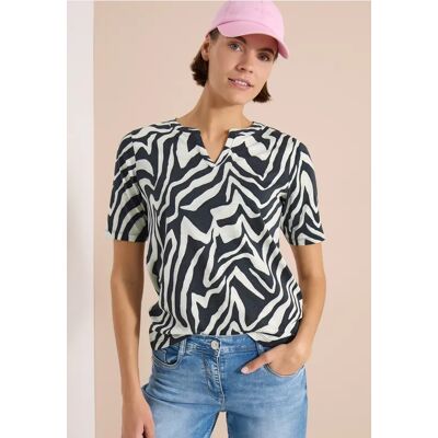 cecil T-Shirt mit Split Neck mit Print - Grün - Damen - Size: XL XS L XXL M S cecil T-Shirt mit Split Neck mit Print - Grün - Damen - Size: XL XS L XXL M S
