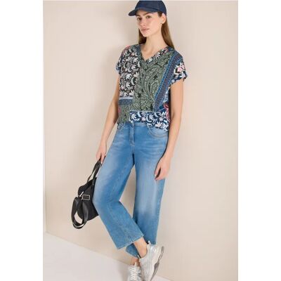 cecil T-Shirt mit V-Neck und Patchwork-Print - Grün - Damen - Size: XL M S L XXL XS cecil T-Shirt mit V-Neck und Patchwork-Print - Grün - Damen - Size: XL M S L XXL XS