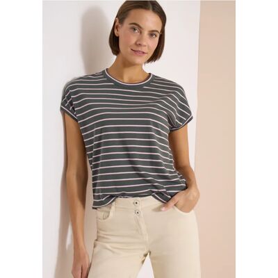 cecil T-Shirt mit Rundhals und Streifen - Grün - Damen - Size: M XL XXL S L XS cecil T-Shirt mit Rundhals und Streifen - Grün - Damen - Size: M XL XXL S L XS
