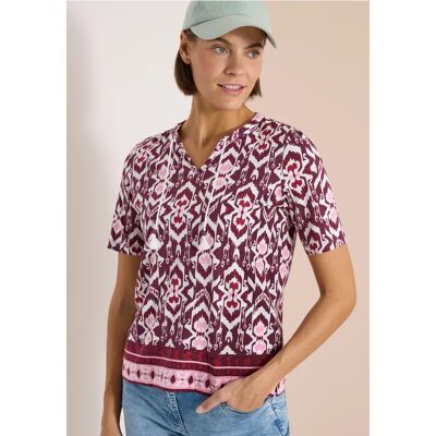 cecil Kurzarm Shirt mit Split Neck und Print - Rot - Damen - Size: XL S L XXL XS cecil Kurzarm Shirt mit Split Neck und Print - Rot - Damen - Size: XL S L XXL XS