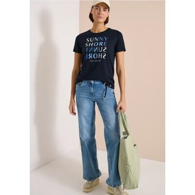 cecil Kurzarm Shirt in Ausbrenner-Optik - Blau - Damen - Size: S L XS XXL M XL cecil Kurzarm Shirt in Ausbrenner-Optik - Blau - Damen - Size: S L XS XXL M XL