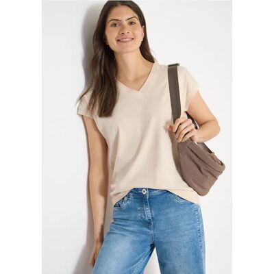 cecil Kurzarm Shirt mit V-Neck in Unifarbe - Beige - Damen - Size: XL XXL L cecil Kurzarm Shirt mit V-Neck in Unifarbe - Beige - Damen - Size: XL XXL L