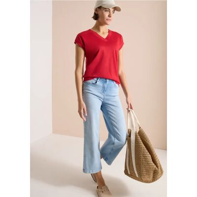 cecil Kurzarm Shirt mit V-Neck in Unifarbe - Rot - Damen - Size: XL M S XXL L XS cecil Kurzarm Shirt mit V-Neck in Unifarbe - Rot - Damen - Size: XL M S XXL L XS