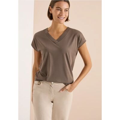 cecil Kurzarm Shirt mit V-Neck in Unifarbe - Beige - Damen - Size: L XS XXL XL cecil Kurzarm Shirt mit V-Neck in Unifarbe - Beige - Damen - Size: L XS XXL XL