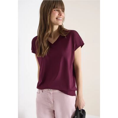 cecil Kurzarm Shirt mit V-Neck in Unifarbe - Rot - Damen - Size: XXL S L XL cecil Kurzarm Shirt mit V-Neck in Unifarbe - Rot - Damen - Size: XXL S L XL