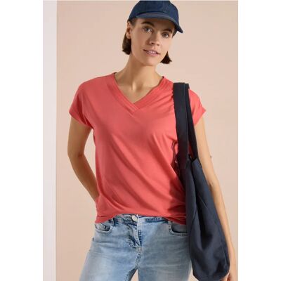cecil Kurzarm Shirt mit V-Neck in Unifarbe - Orange - Damen - Size: XL S L XXL M cecil Kurzarm Shirt mit V-Neck in Unifarbe - Orange - Damen - Size: XL S L XXL M