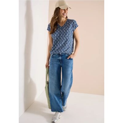 cecil T-Shirt mit V-Neck und Muschelprint - Blau - Damen - Size: L S XXL XL M cecil T-Shirt mit V-Neck und Muschelprint - Blau - Damen - Size: L S XXL XL M