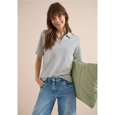 cecil Kurzarm Poloshirt mit Streifen - Blau - Damen - Size: XS M XXL L S XL cecil Kurzarm Poloshirt mit Streifen - Blau - Damen - Size: XS M XXL L S XL