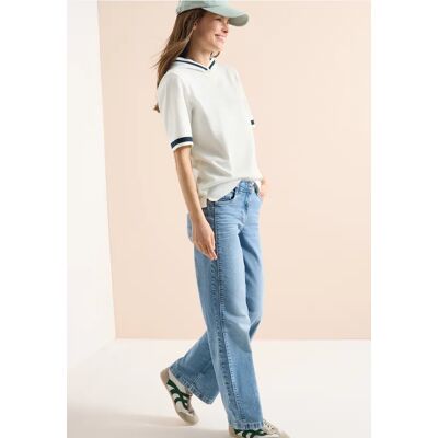cecil Kurzarm Shirt mit Kapuze und Rippdetails - Weiß - Damen - Size: L XL XXL M S cecil Kurzarm Shirt mit Kapuze und Rippdetails - Weiß - Damen - Size: L XL XXL M S