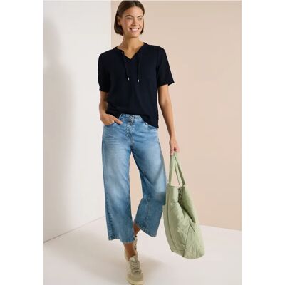 cecil Kurzarm Bluse mit Split Neck und Bändern - Blau - Damen - Size: XXL M XL S L cecil Kurzarm Bluse mit Split Neck und Bändern - Blau - Damen - Size: XXL M XL S L